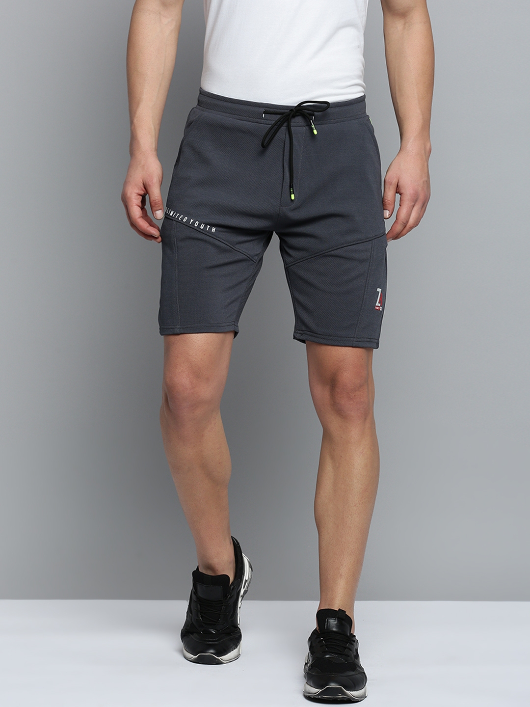 Showoff | SHOWOFF Men's Knee Length Solid Grey Mid-Rise Sports Shorts 0