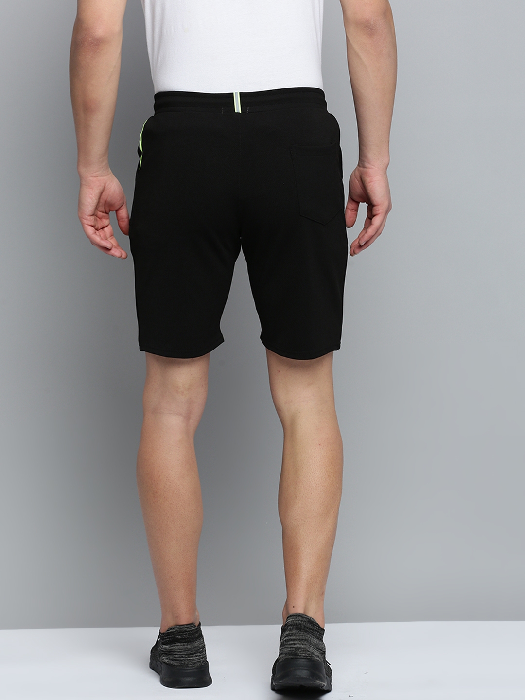 Showoff | SHOWOFF Men's Knee Length Solid Black Mid-Rise Sports Shorts 2