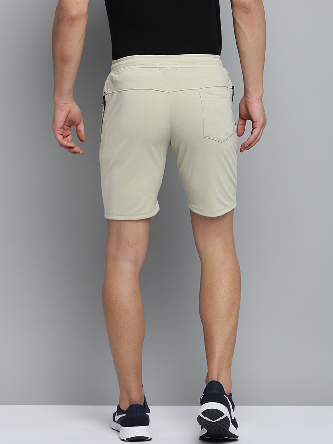 Showoff | SHOWOFF Men's Knee Length Solid Beige Mid-Rise Sports Shorts 2