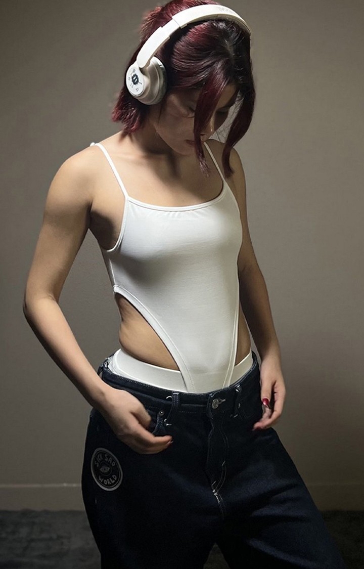 Beeglee | Women's White Extra Deep Strap Bodysuit