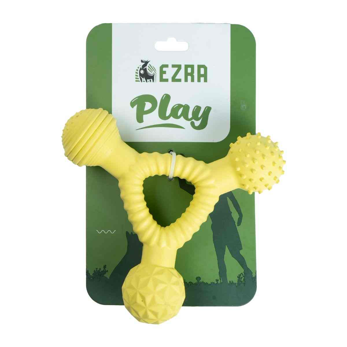 Ezra Play Dumbell- Yellow Rubber Toy