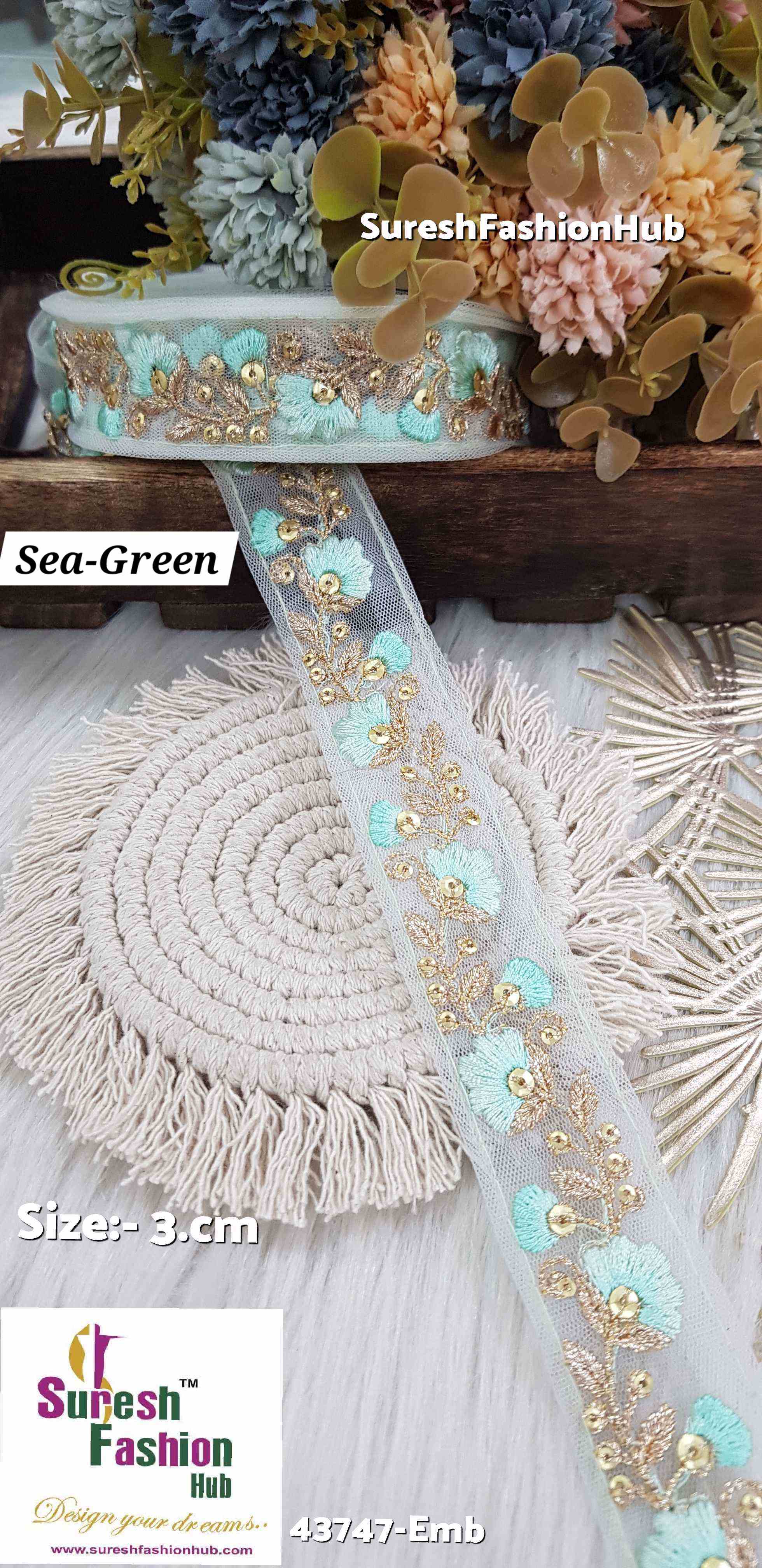 Sea Green Serenade Embroidery Lace