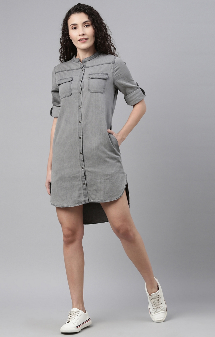 Enviously Young | Grey Solid Dresses 1