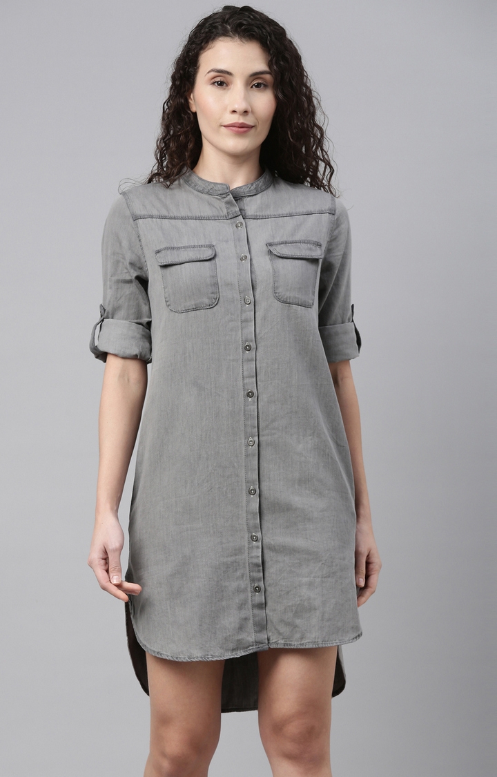 Enviously Young | Grey Solid Dresses 0