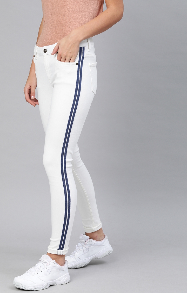 Enviously Young | Enviously Young Mid Rise White Jeans with Sidetape 0