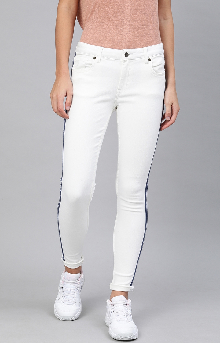 Enviously Young | Enviously Young Mid Rise White Jeans with Sidetape 2