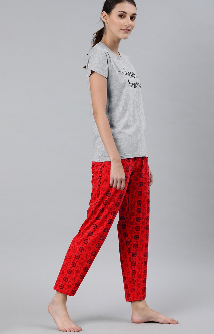 Enviously Young | Grey Melange & Fuschia Pink T-Shirt and Pyjama Set 1