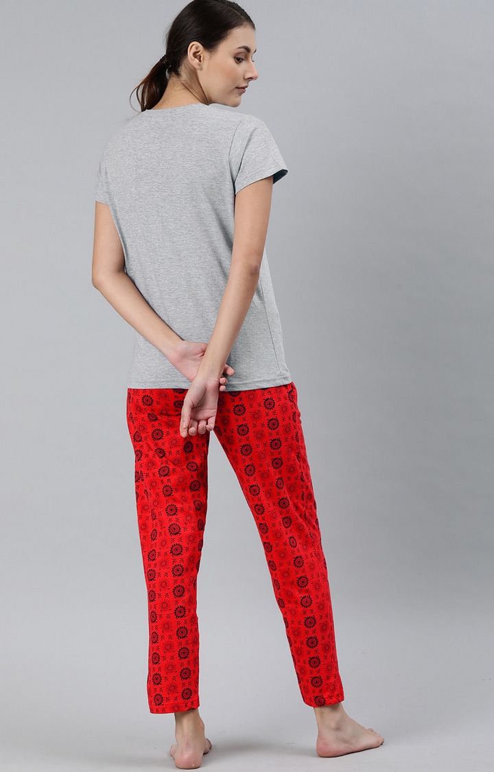 Enviously Young | Grey Melange & Fuschia Pink T-Shirt and Pyjama Set 2