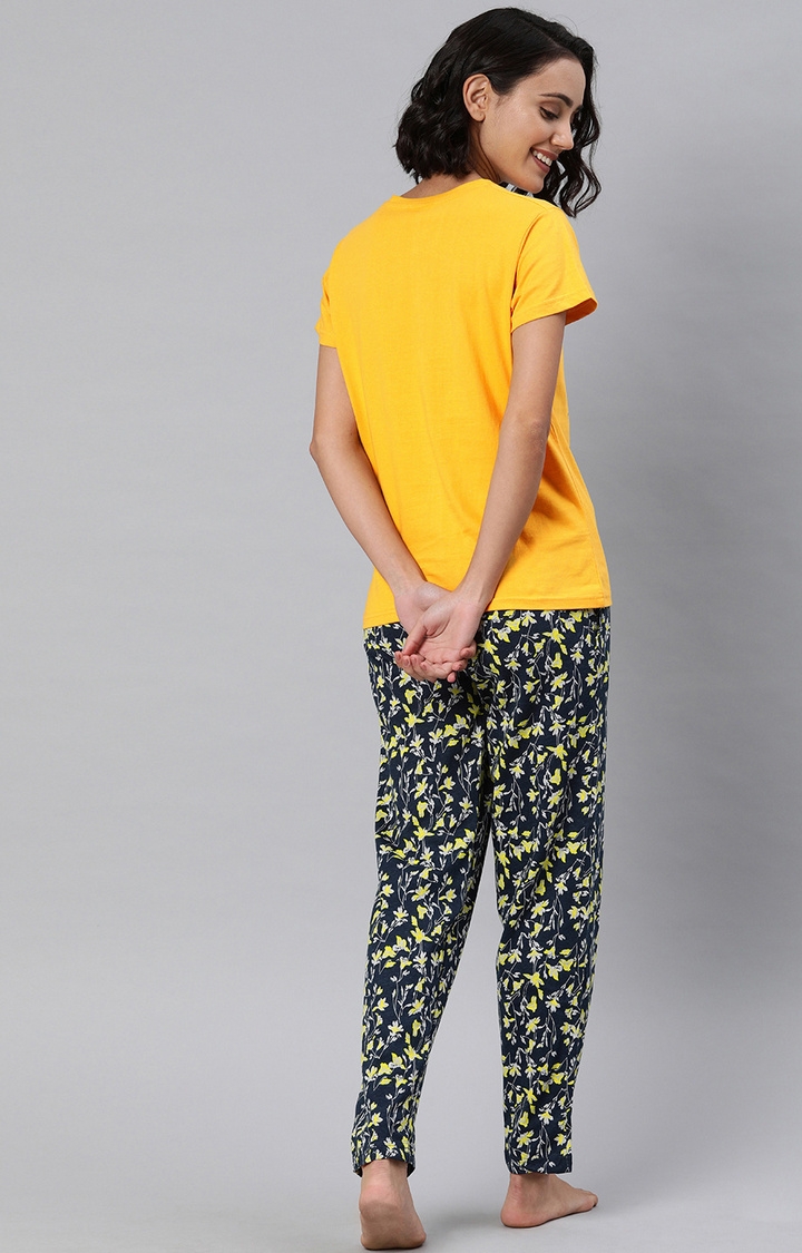 Enviously Young | Mustard & Navy T-Shirt and Pyjama Set 2