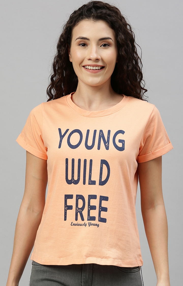 Enviously Young | Orange Printed T-Shirts 0