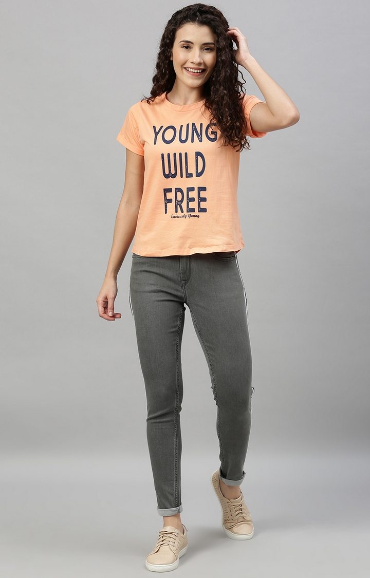 Enviously Young | Orange Printed T-Shirts 1