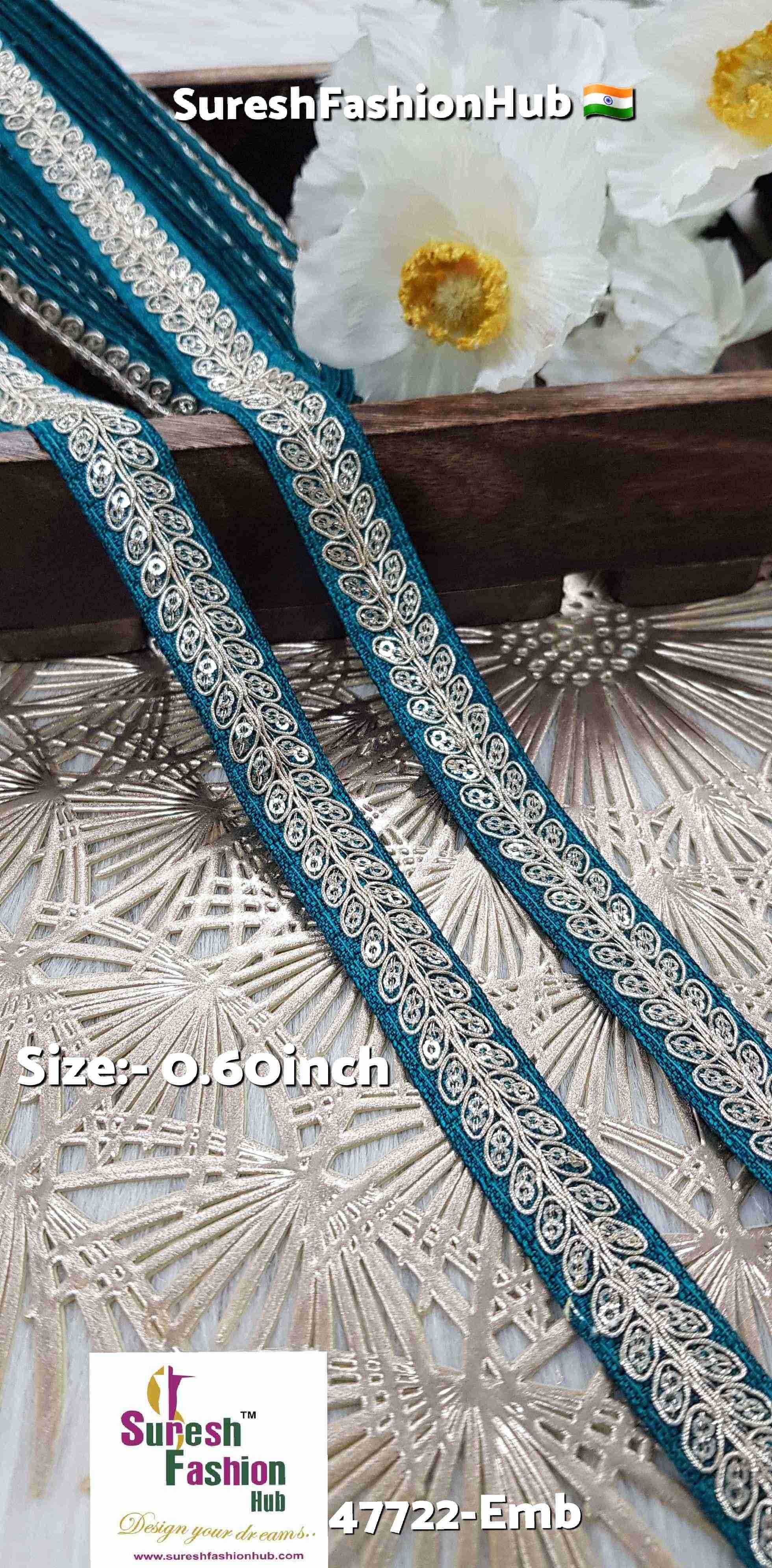 Rama Pearl Leaf Embroidered Border