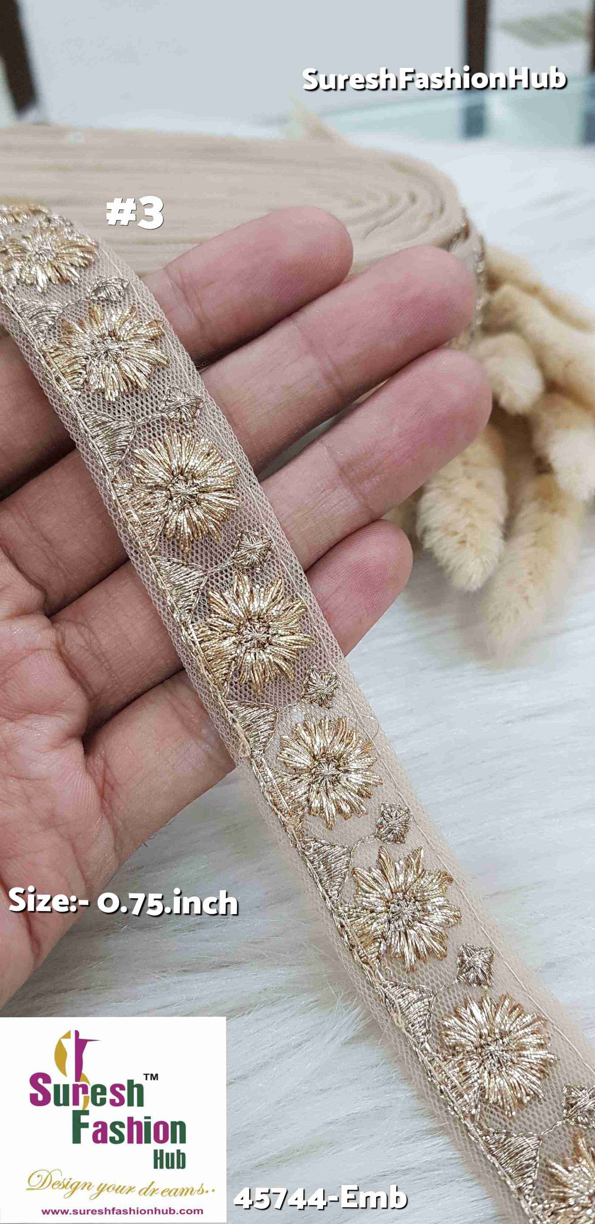 Deluxe Pearl + Gold Mix Badla  Embroidered Lace Roll