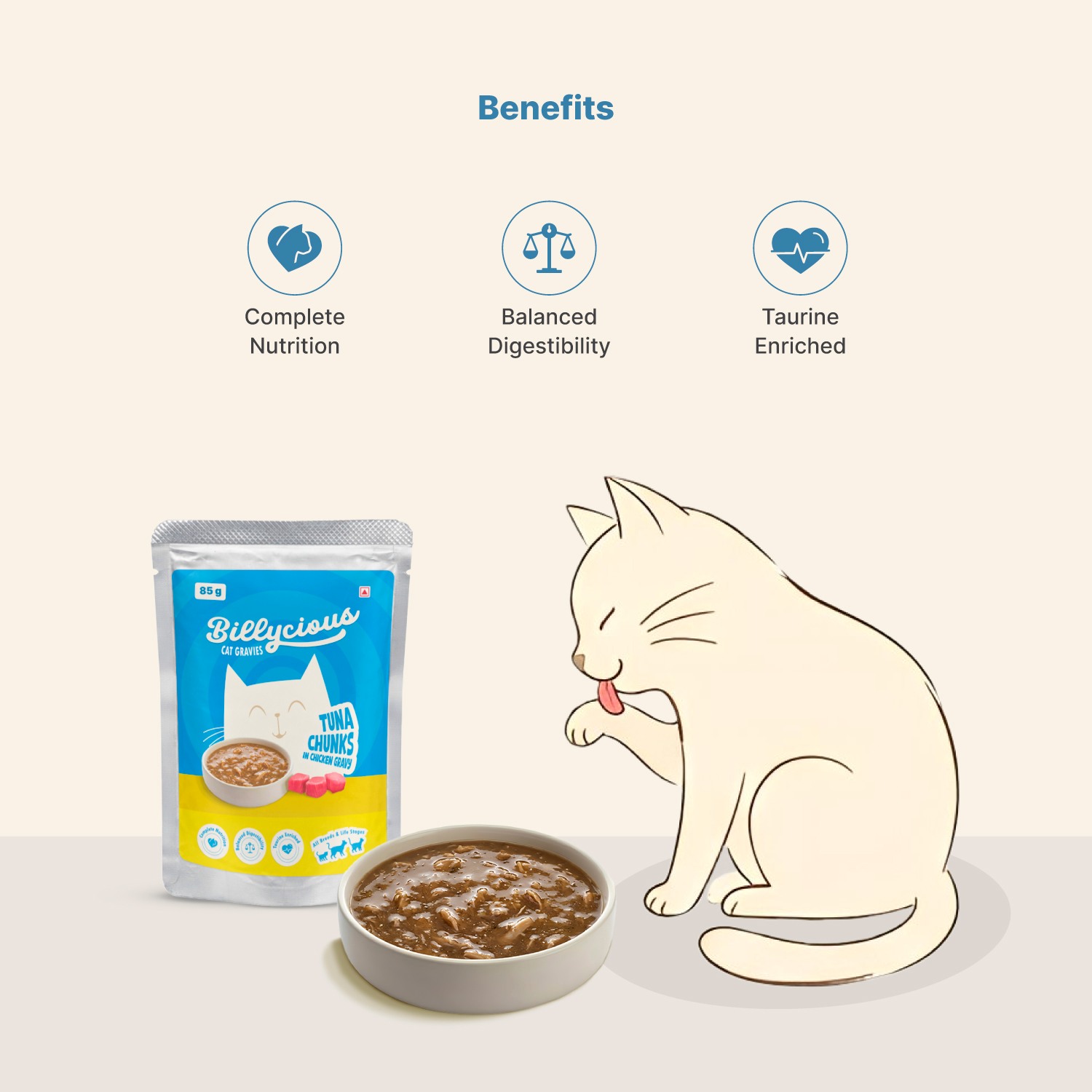 Billycious Tuna Chunks in Chicken Gravy Wet Cat Food, 85g
