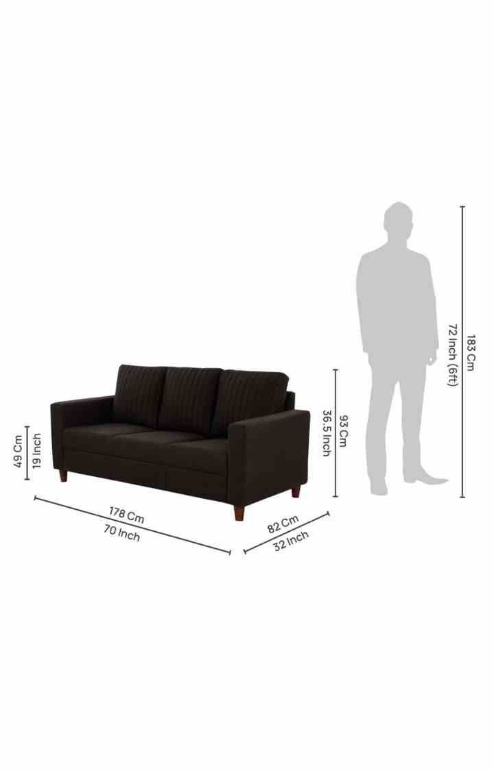 neudot Roman Sofa for Living Room |3 Persons Sofa|Premium Fabric with Cushioned Armrest | Solid Wood Frame|3 Seater in Chocolate Brown Color