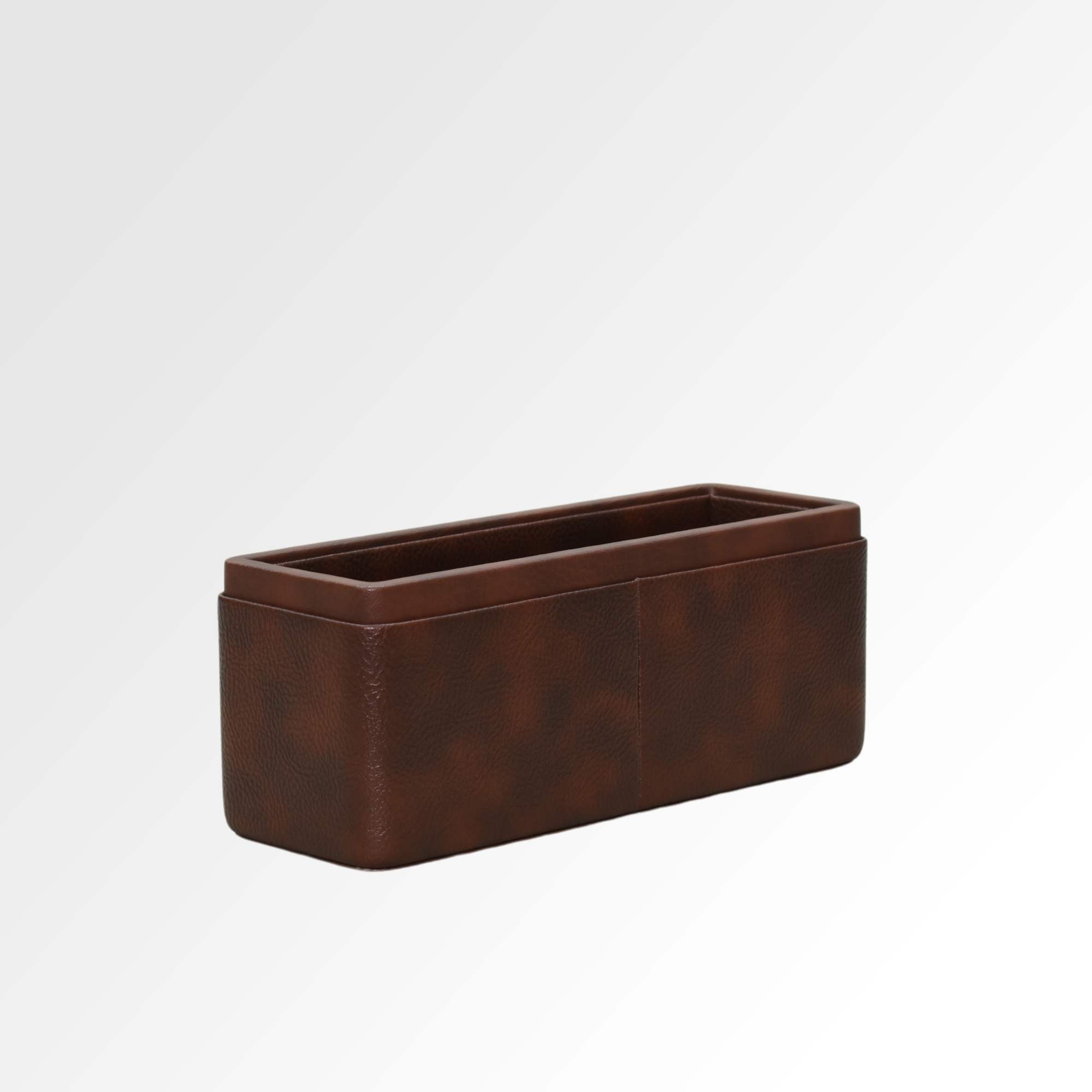 Pen/Pencil Holder | Faux Leather | Rectangular Large | Classic | Brown