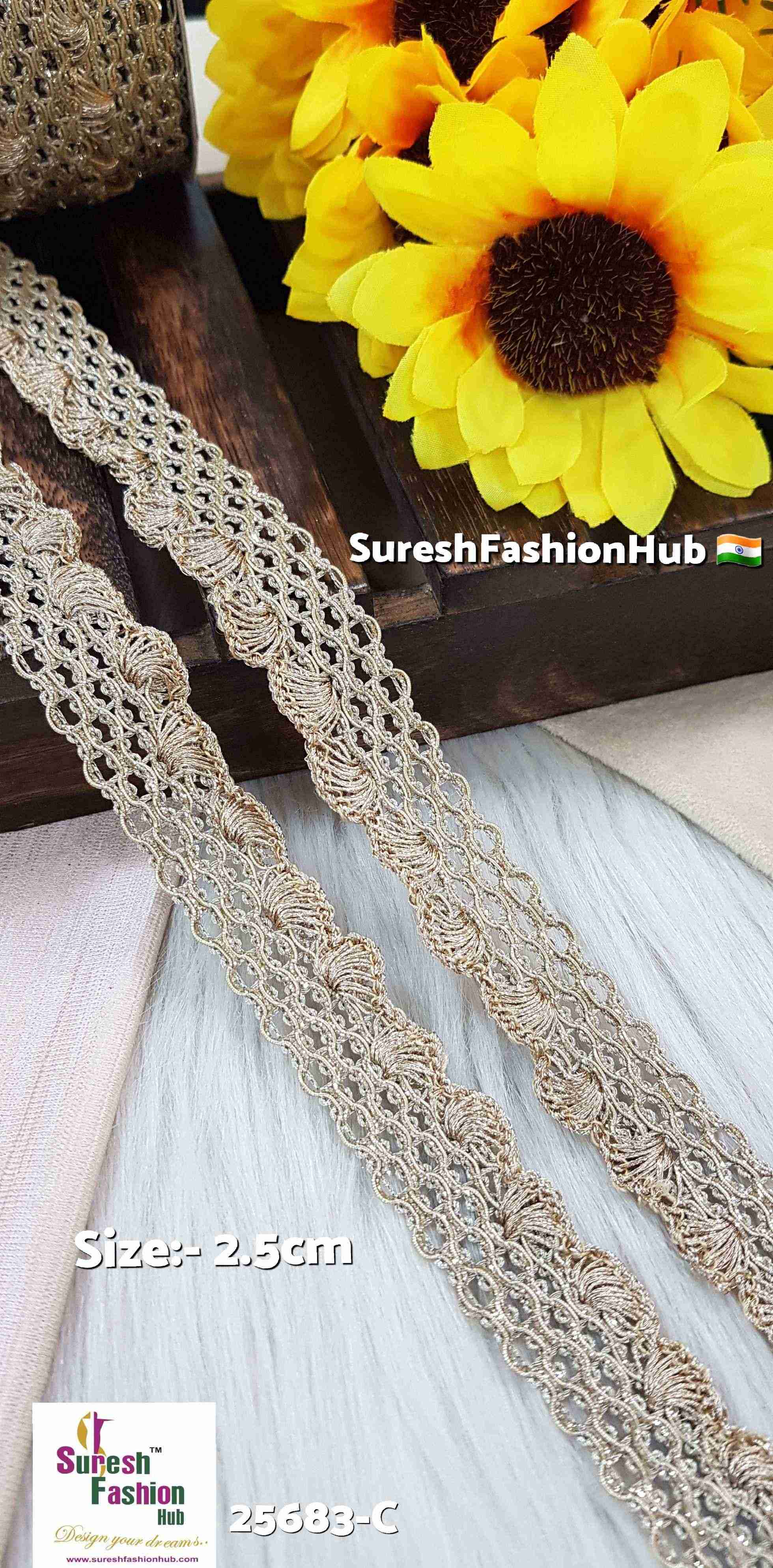 Glitter Pearl Pankha Scalloped Jhalar Lace