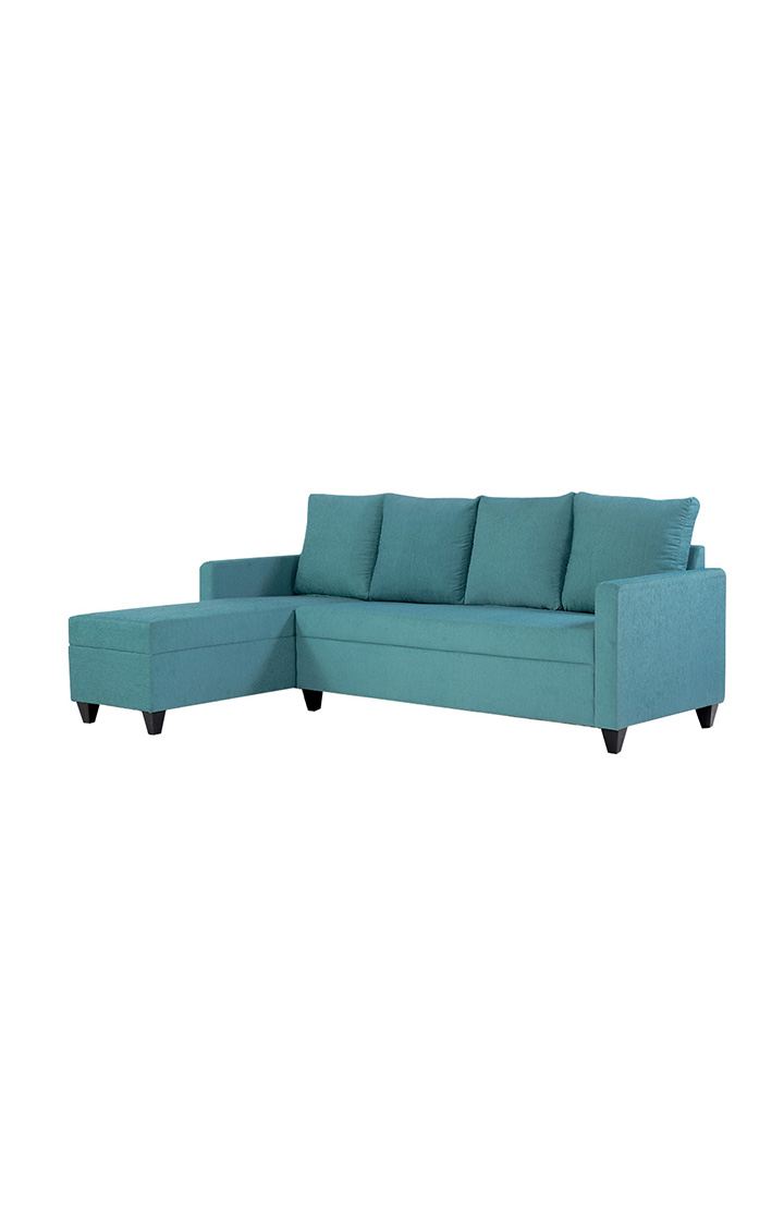 neudot Saya RHS Sectional Sofa for Living Room |6 Person Sofa| Premium Fabric with Cushioned Armrest | 12 Months Warranty| Solid Wood Frame| 6 Seater in Saya Teal Color DIY(Do-It-Yourself)