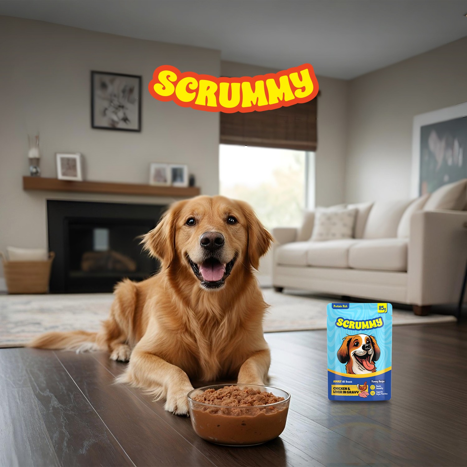 Scrummy Chicken & Liver Wet Dog Food - 85 g
