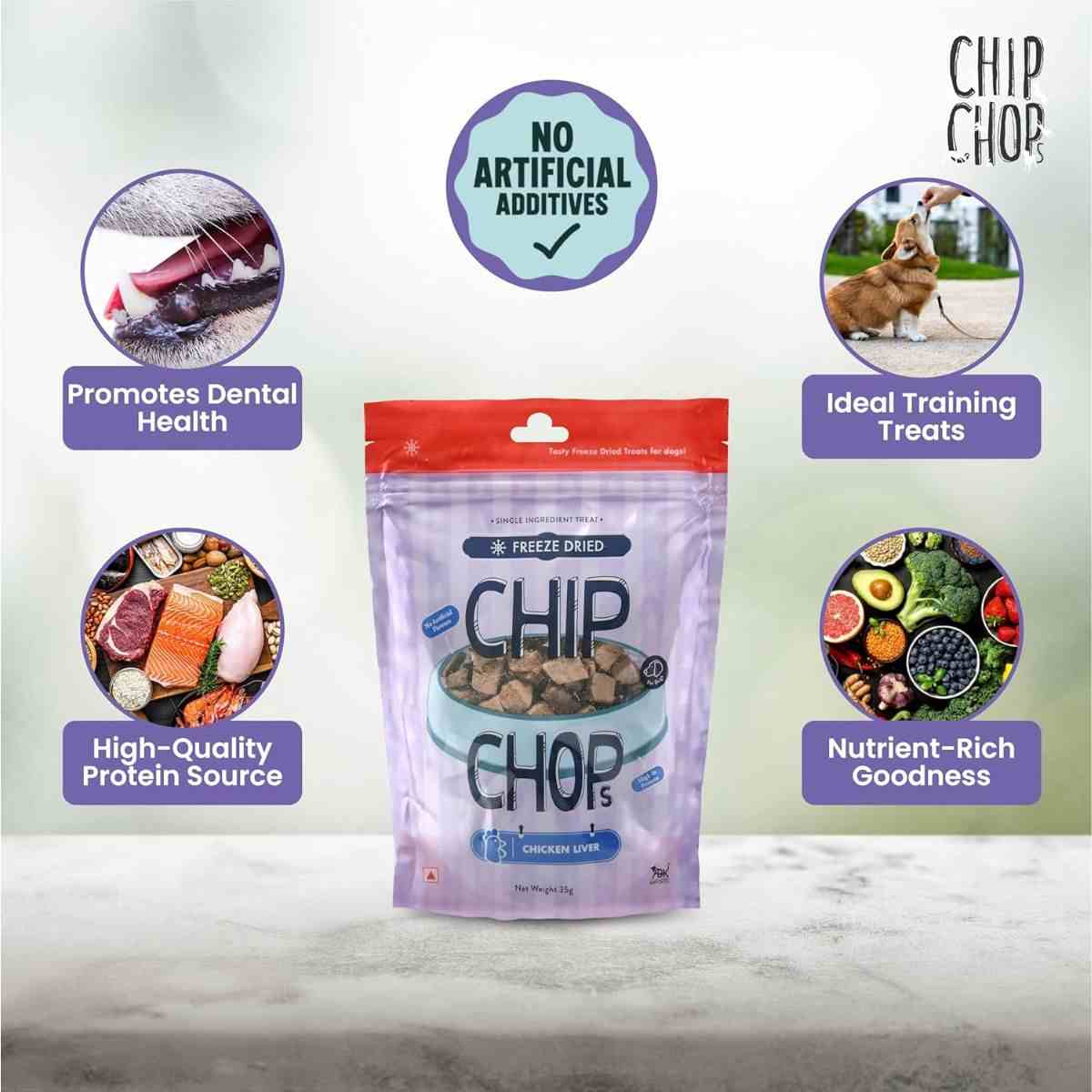 Chip Chops Freeze Dried Chicken Liver Dog Treat - 35gm