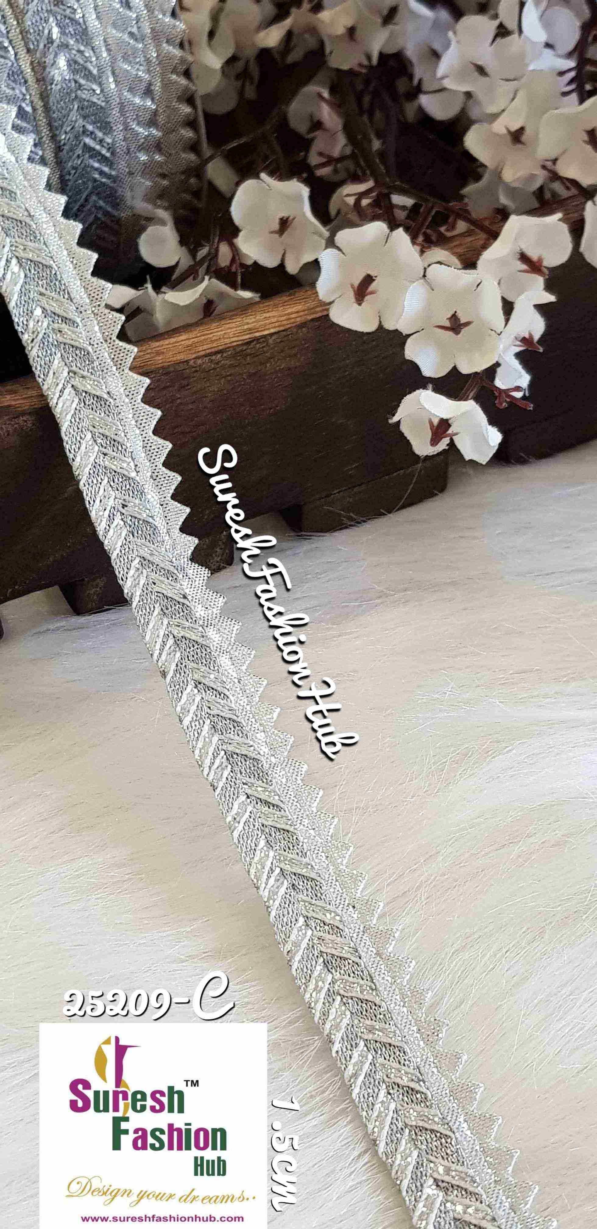 Precisely Crafted Embellished Silver Trim