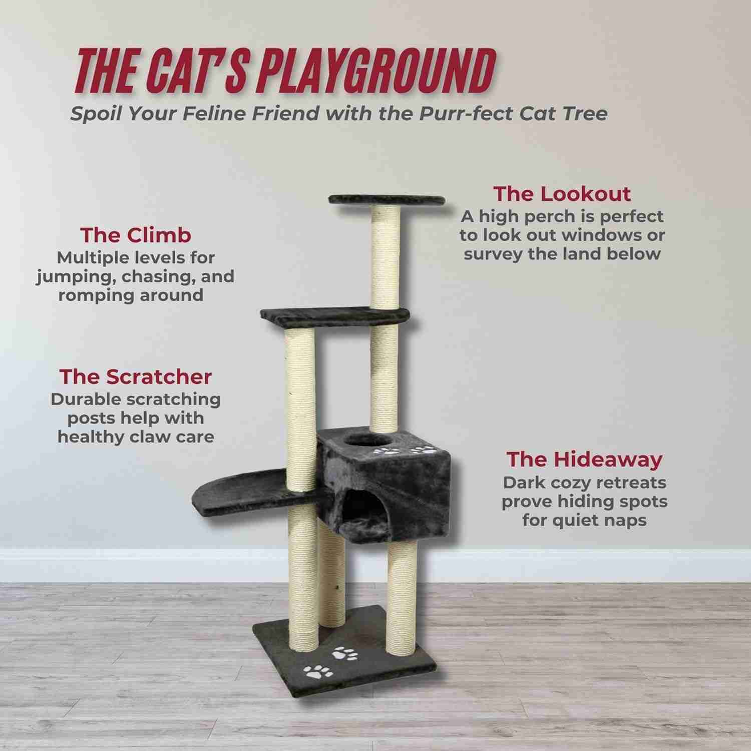 Trixie Alicante Scratching Cat Tree (142 cm, Anthracite)