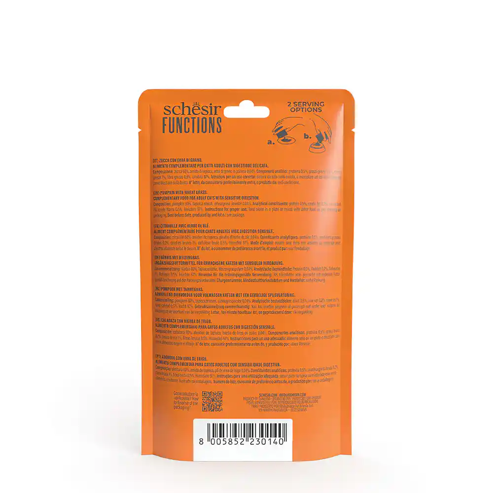 Schesir Function Digestive Tummy Topper Mousse Pumpkin With Wheatgrass 40G – (Best Before Feb’26)