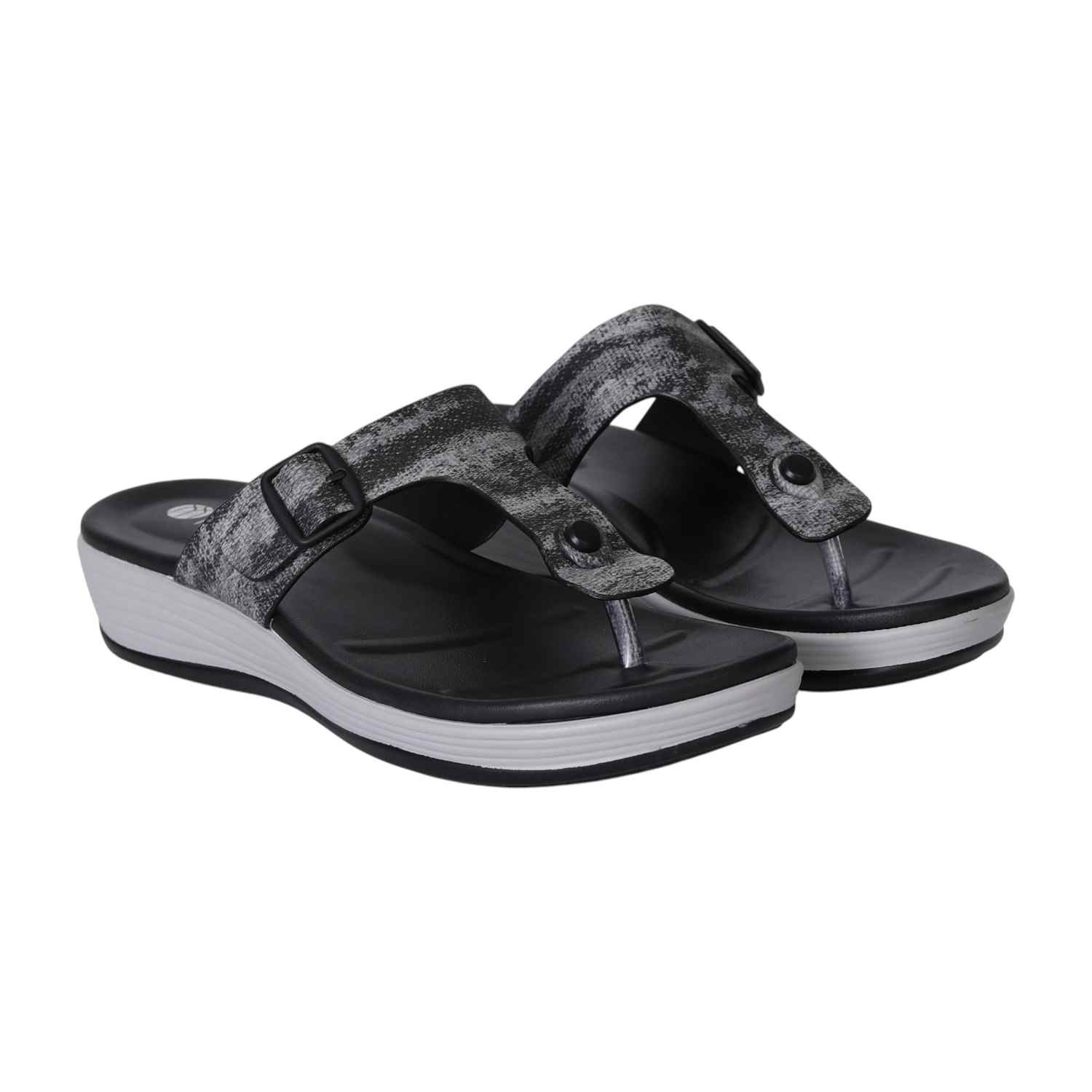 Black Comfort Wave Sandals for Women