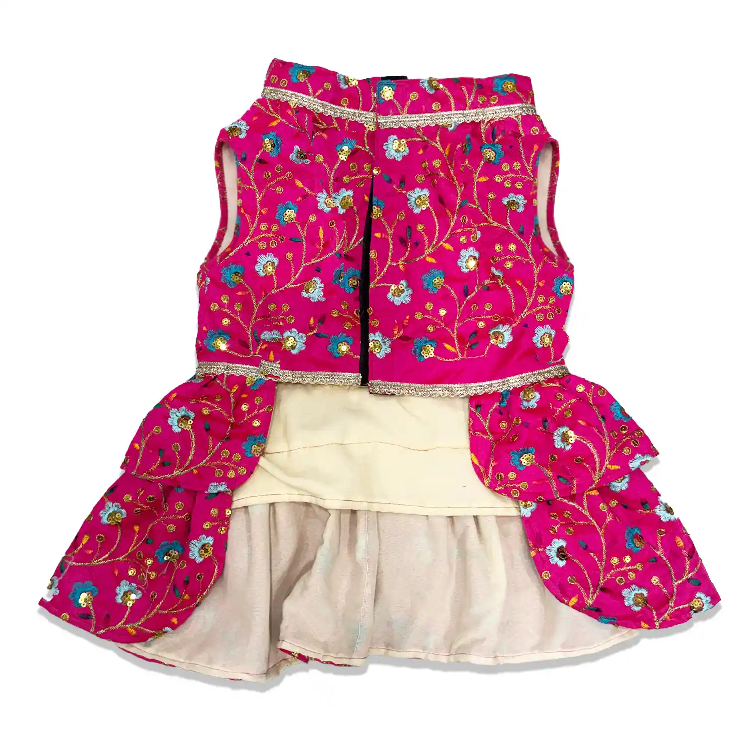 PawsIndia Traditional Rose Pink Princess Dress for Cats & Dogs