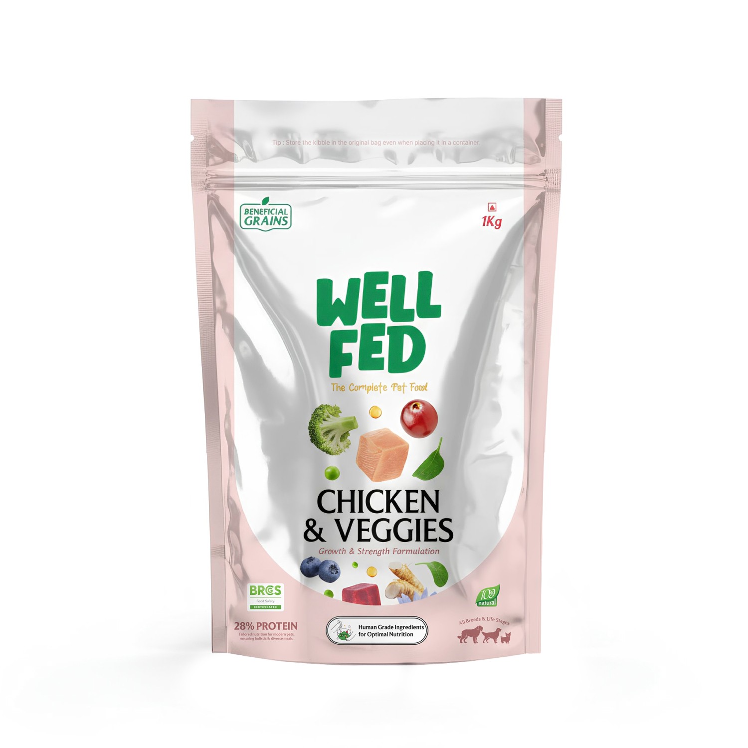 Well Fed Beneficial Grain Chicken and Veggies Dry Food for Dogs