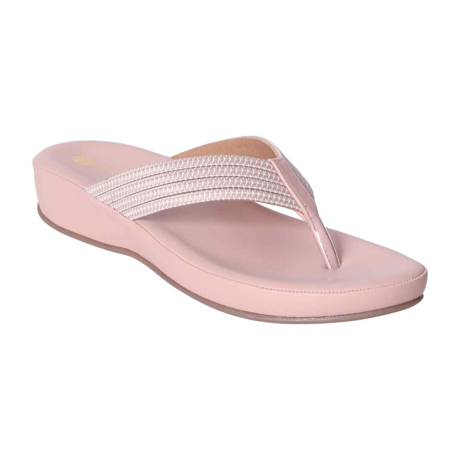 Women Peach Wedge Toe-Ring Sandals