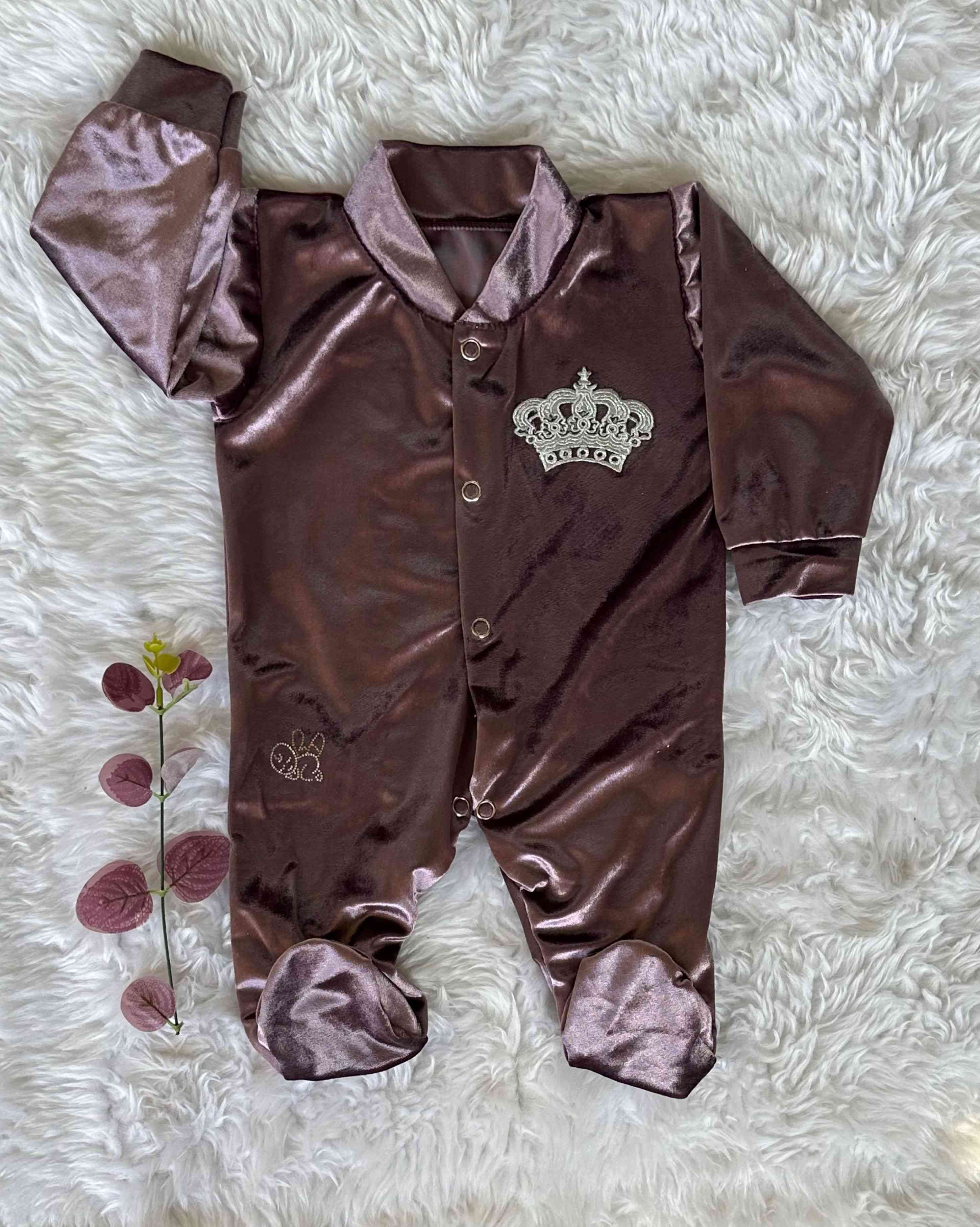 VIOLET GLAZE VELVET ROMPERSET