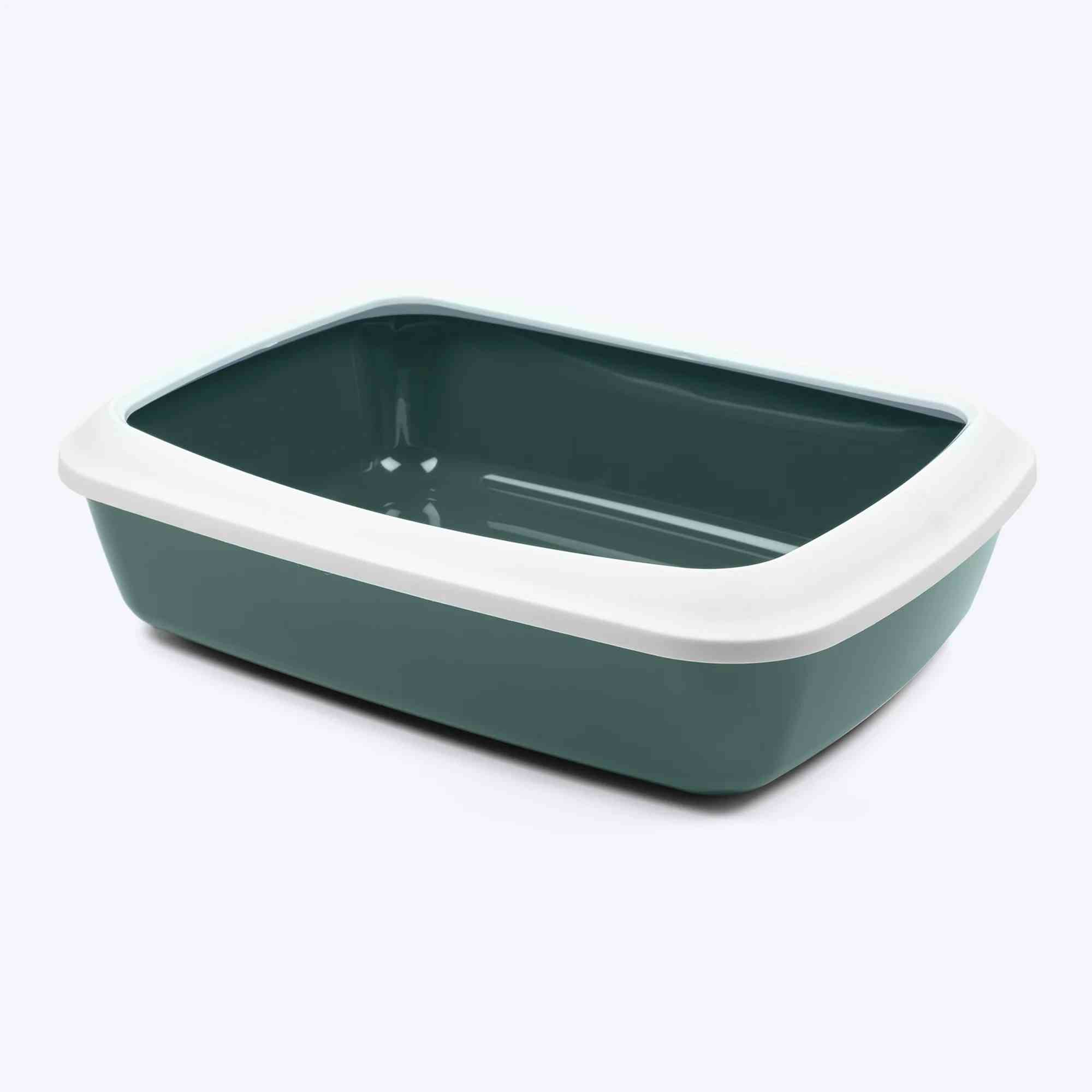 Savic Iriz Litter Tray with Rim for Cats (Nordic Green, 17 x 12 x 5 inch)