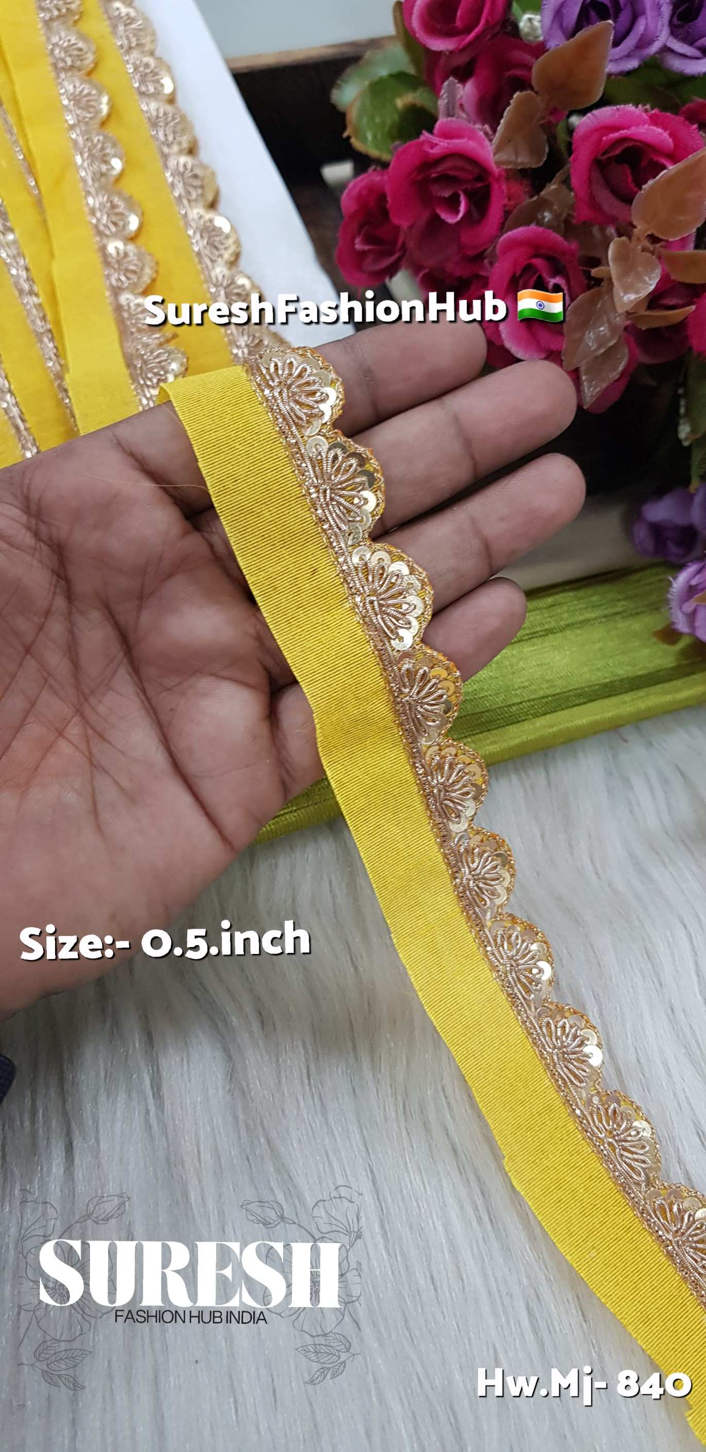 Yellow Zardosi Scalloped Border – Mj-840