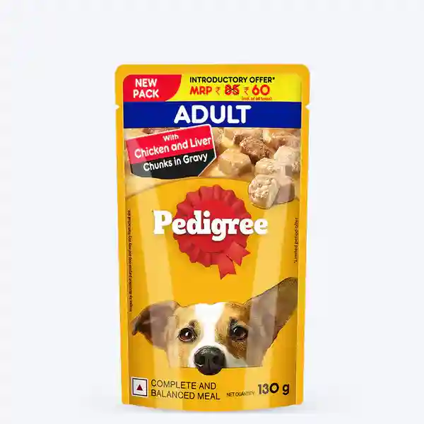Pedigree Adult Chicken & Liver Chunks Wet Dog Food - 130g