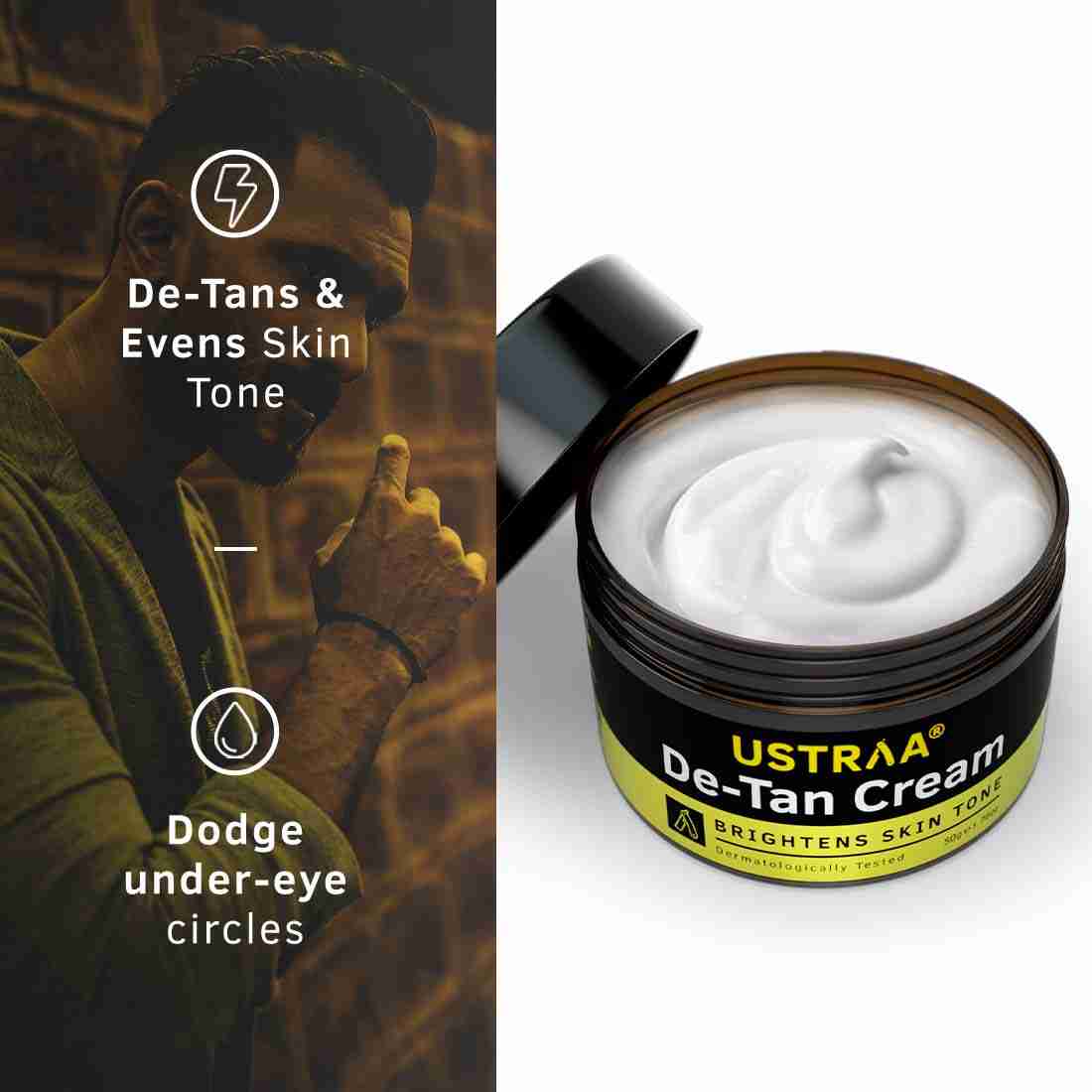 Ustraa Total De-Tan Kit - De-tan Face Cream, 50g - De-Tan Face Scrub with Walnut Granules, 100g- Dermatologically Tested, For Tan Removal & Even Skin Tone, For All Skin Types