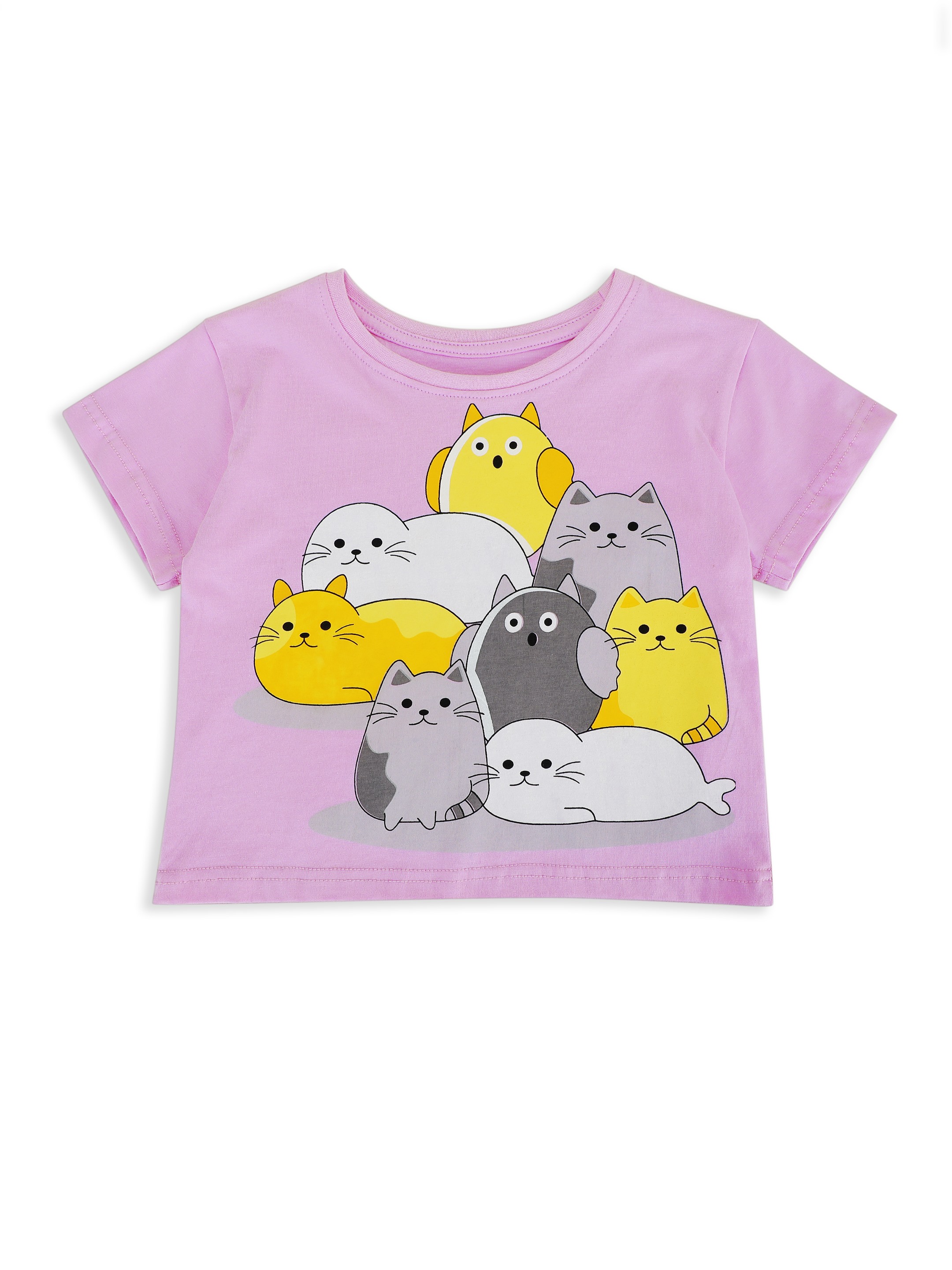 Ninos Dreams Girls Tshirt with Shorts Set Black Rainbow Print