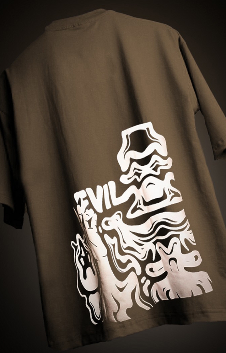 Jammer | Unisex Evil Brown Printed Oversized T-Shirt