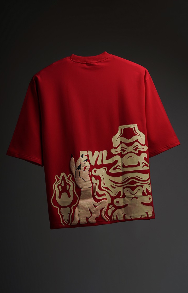 Jammer | Unisex Evil Red Printed Oversized T-Shirt
