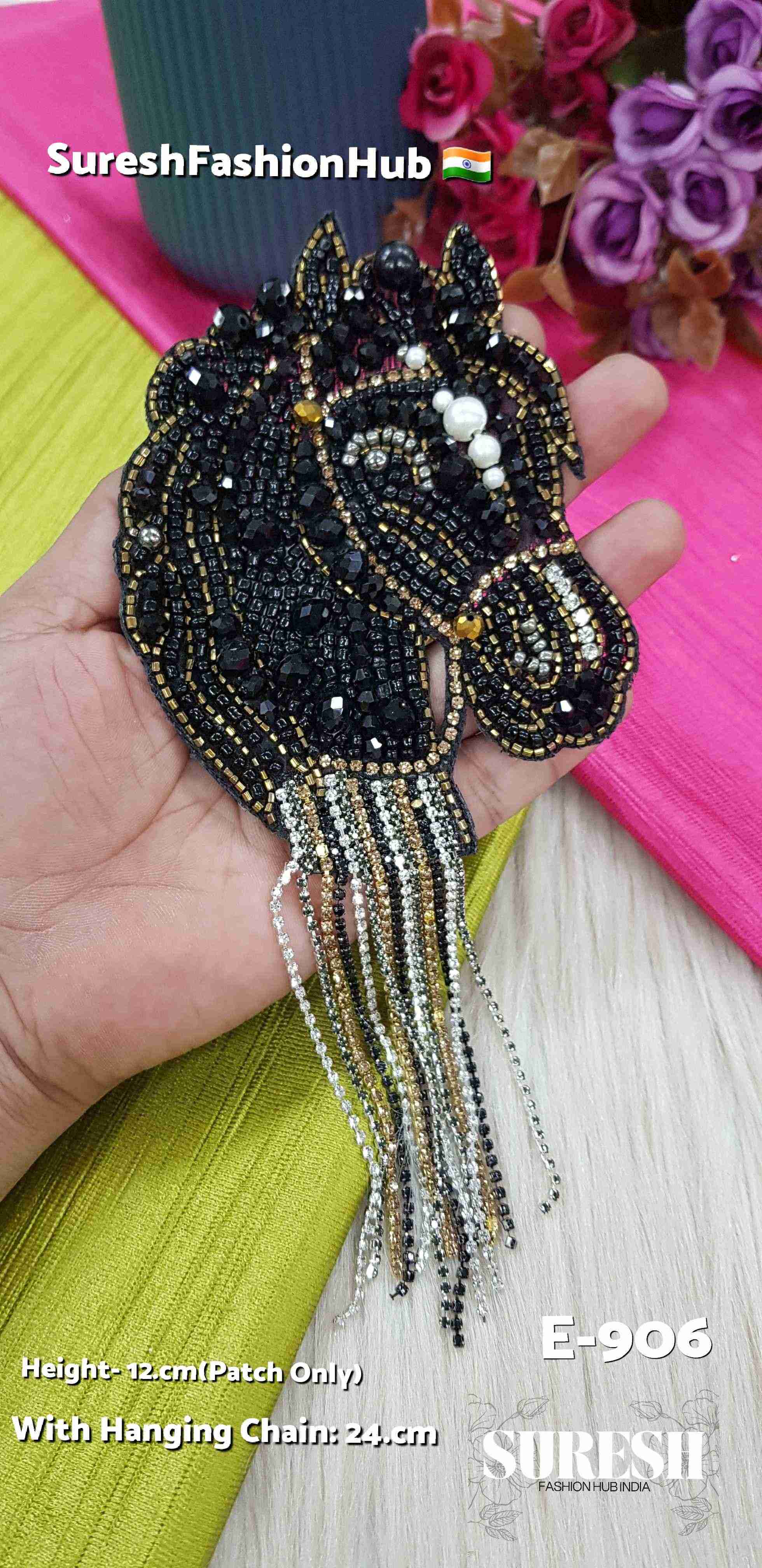 Left Facing Black Stallion Patch | E-906