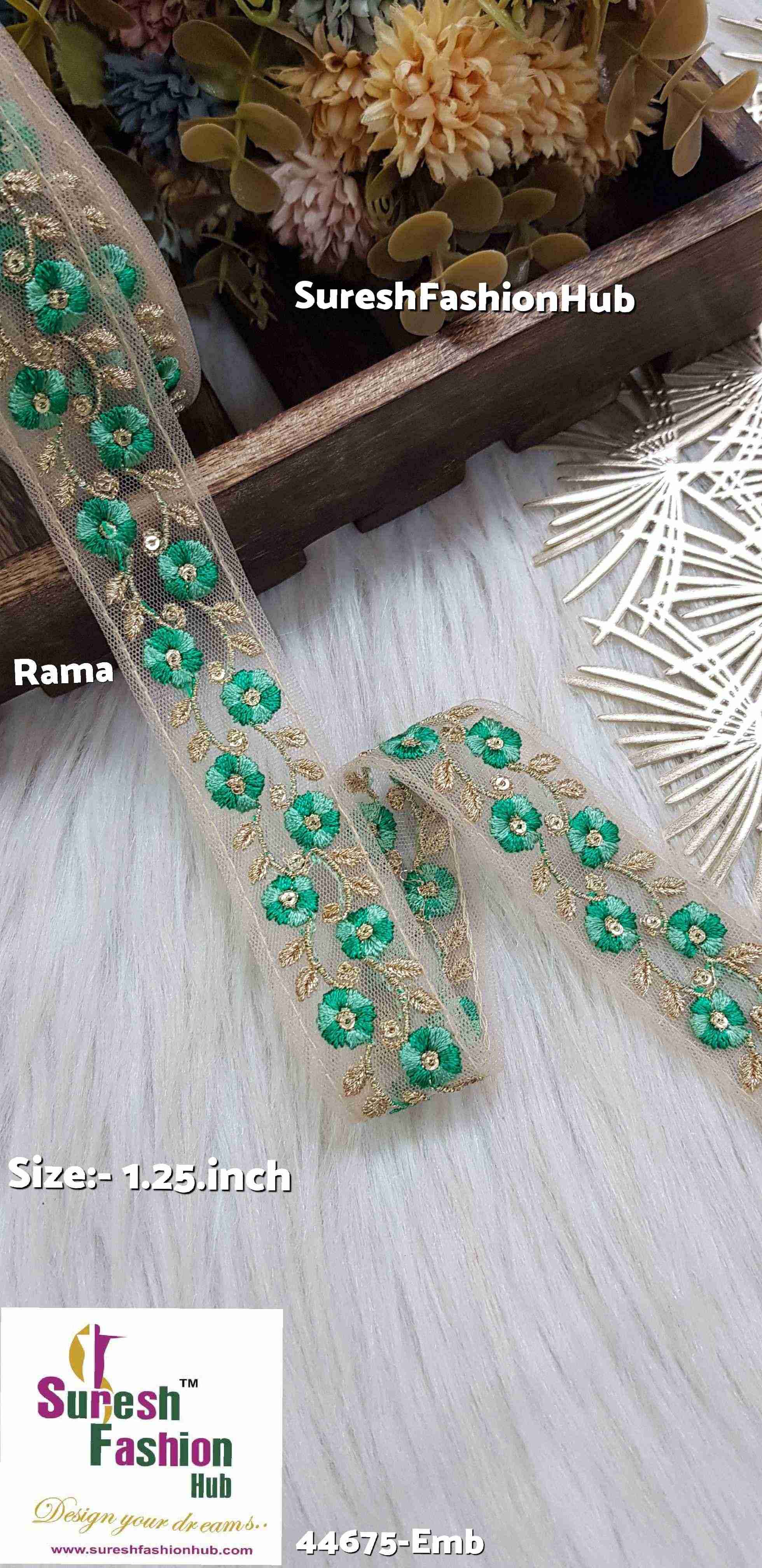Dual Tone Rama Embroidered Net Lace