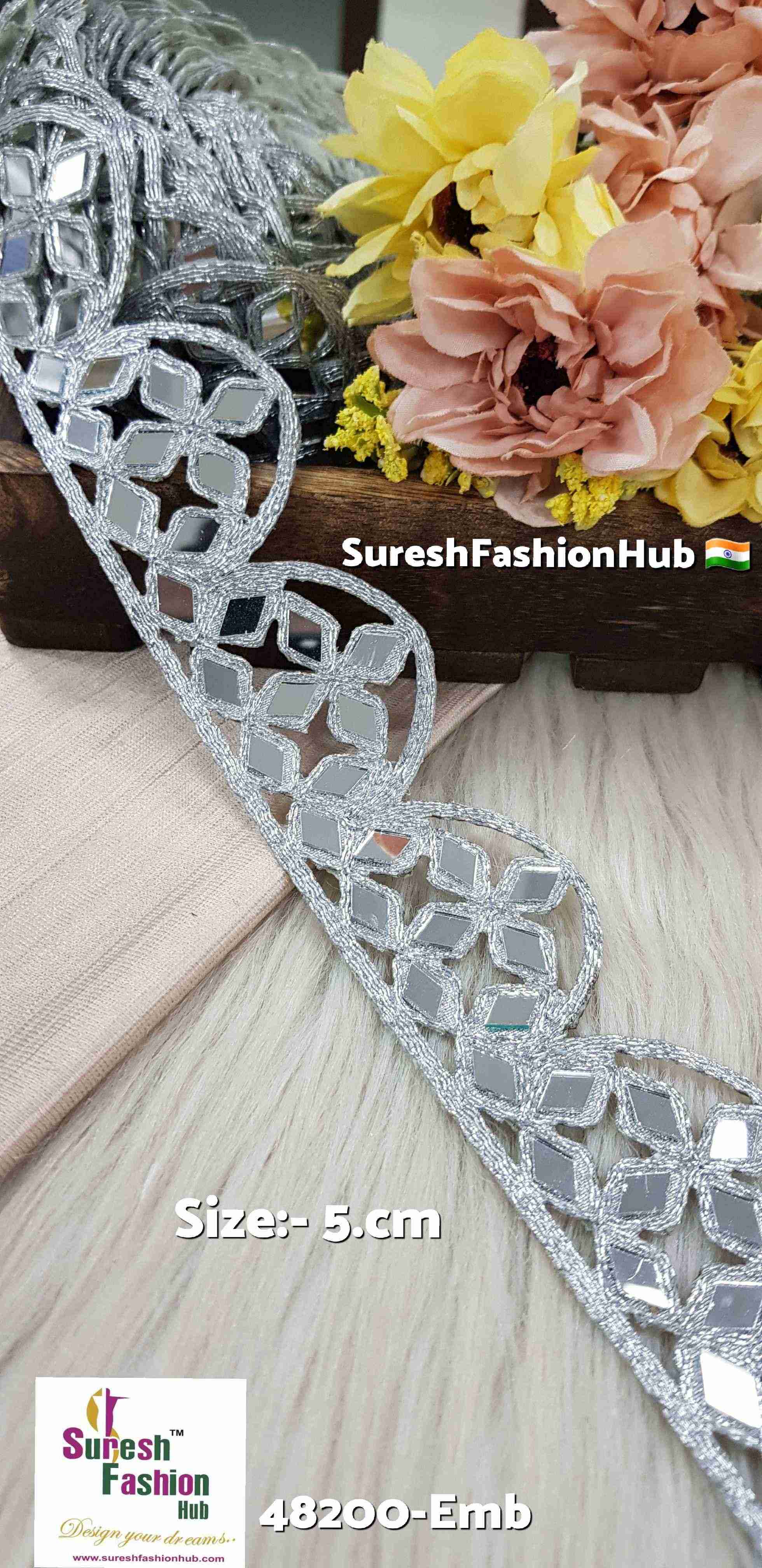 Scalloped Elegance Silver Cutwork Lace