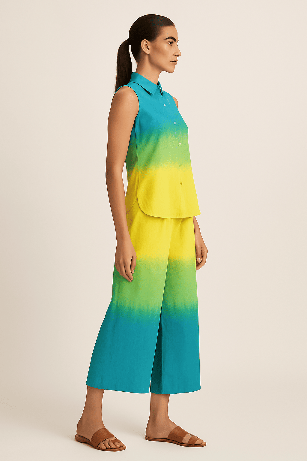 WOMEN'S  TIE AND DYED BEAUTIFUL MINI YELLOW BLUE CO-ORD SETS