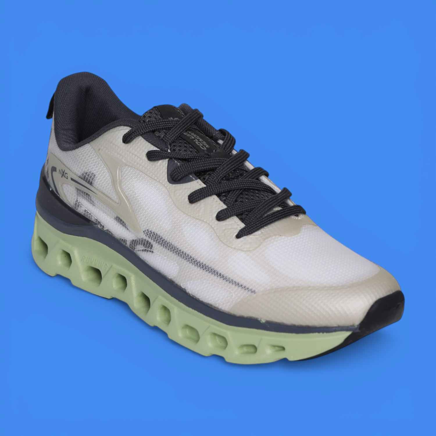 Columbus | Men’s NXG White & Green Lace-Up Running Shoes|0