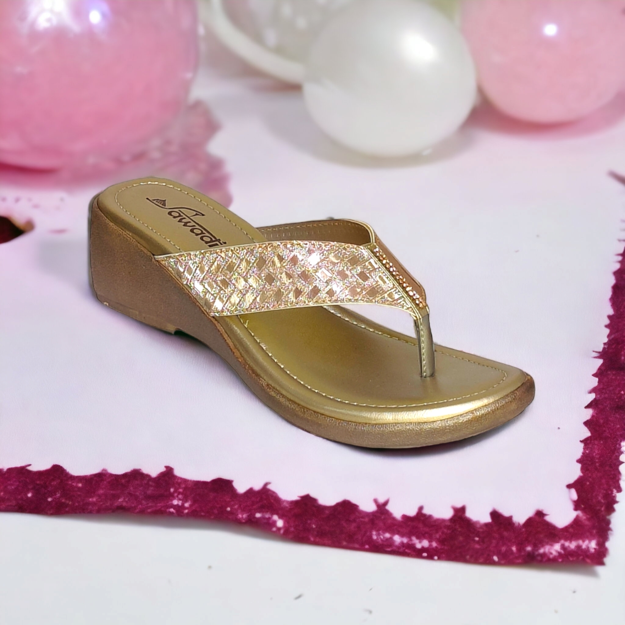 Women Rose gold Wedges Sandal