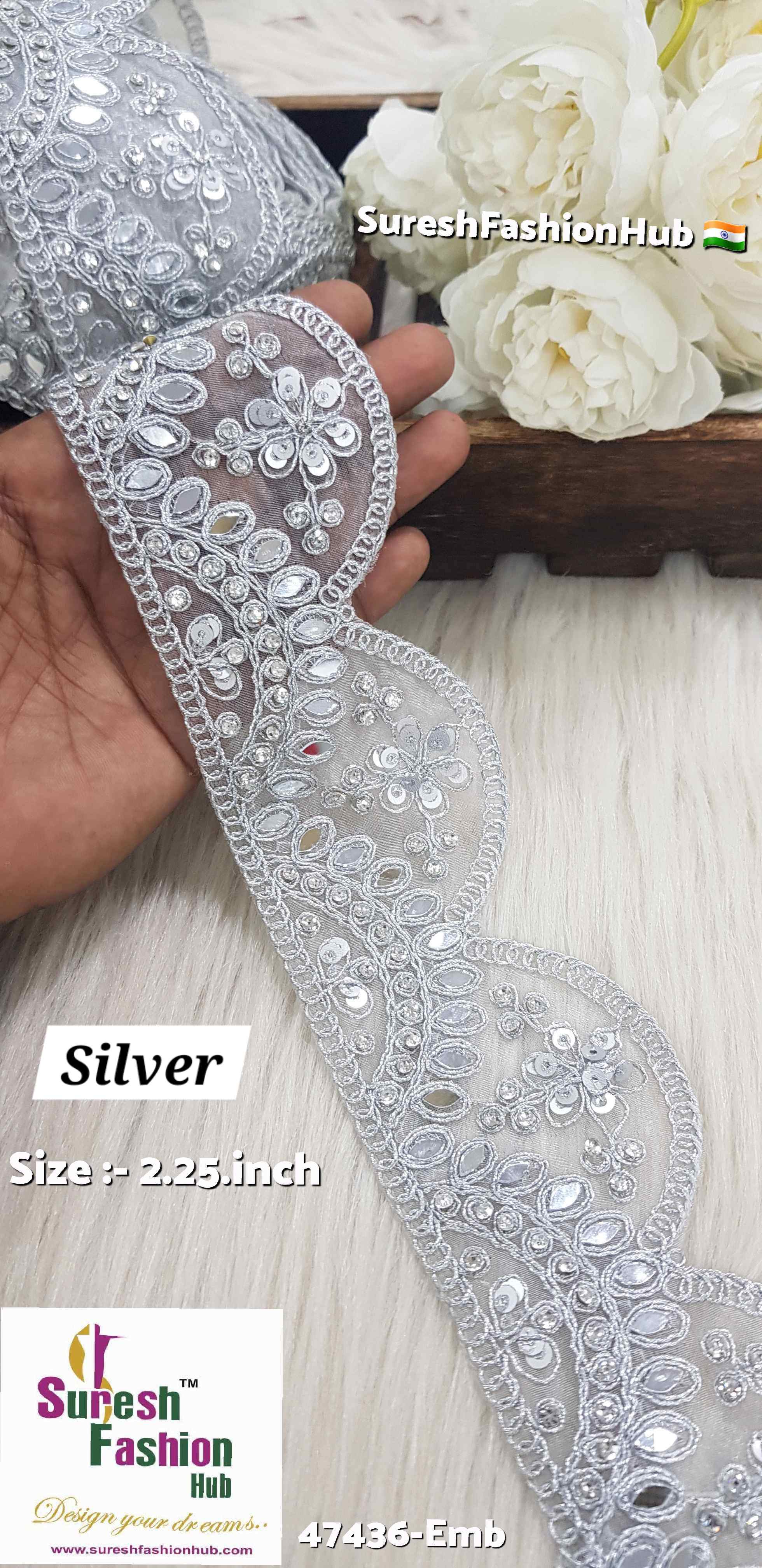 Silver Glimmer Scallop Lace