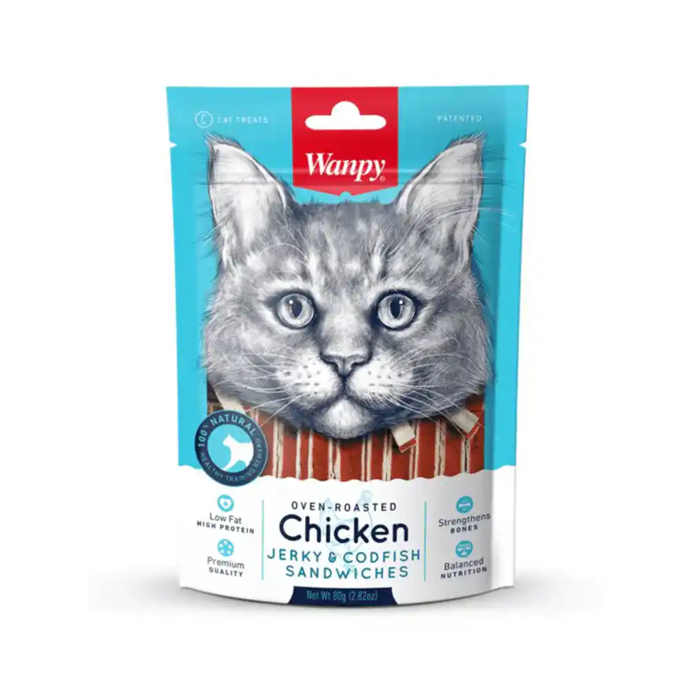 Wanpy Chicken Jerky & Codfish Sandwich, 80g