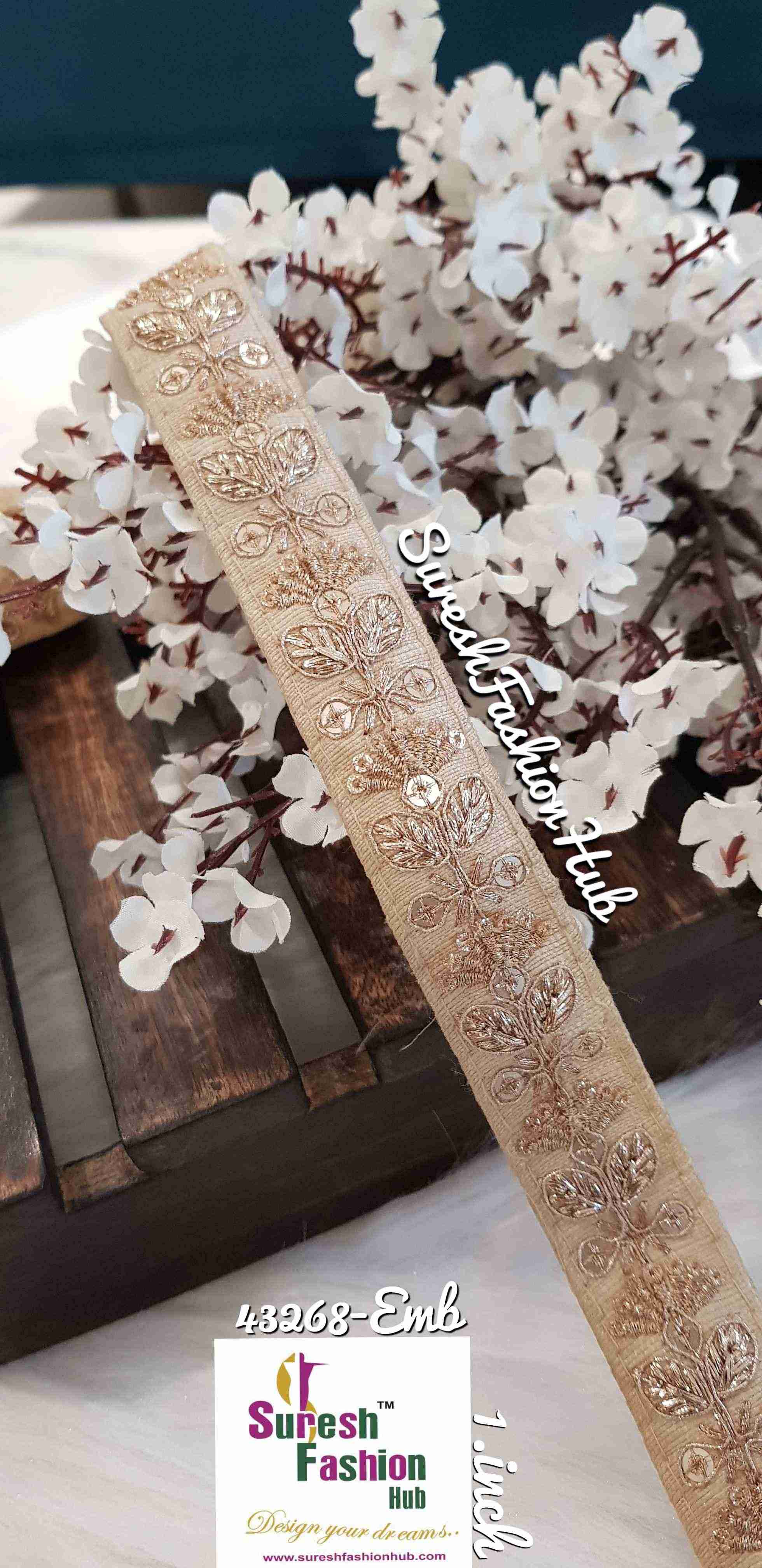 Chickoo color Embroidered Trim