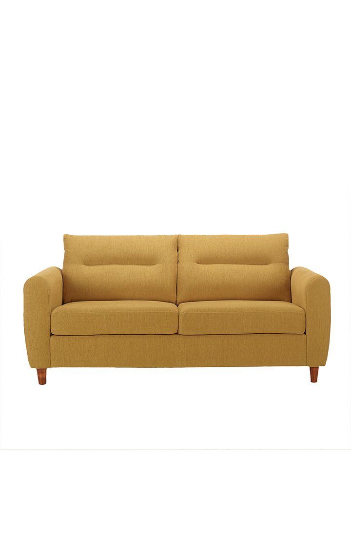 neudot Scott Sofa for Living Room |3 Persons Sofa|Premium Fabric with Cushioned Armrest | Solid Wood Frame|3 Seater in Husky Yellow Color