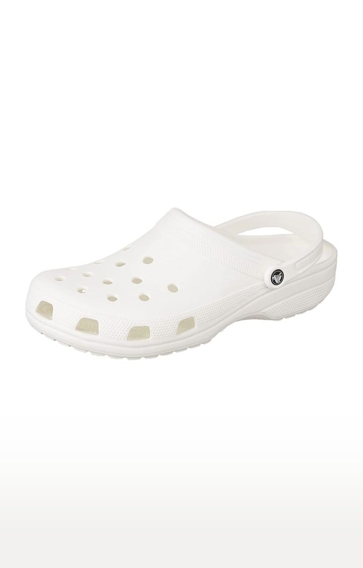 Unisex White Solid Clogs